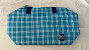 Foodland Hawaii Aloha Friday Palaka Blue Plaid Insulated Cooler Tote Bag